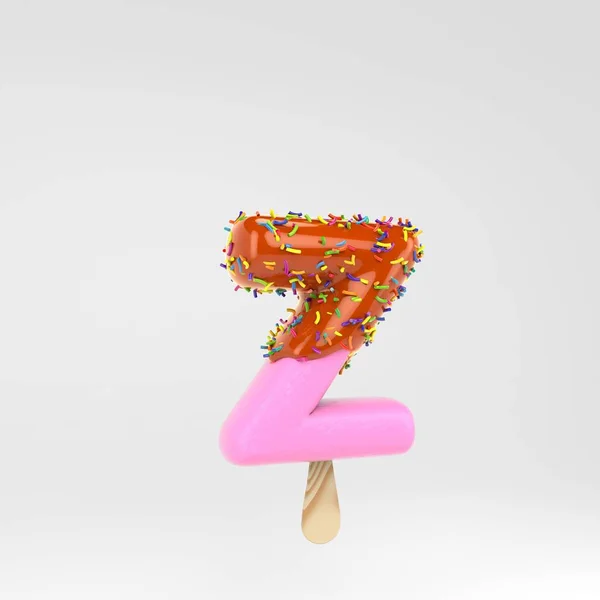 Glass Letter Z gemener. Rosa frukt Popsicle Font med karamell och strössel isolerade på vit bakgrund. — Stockfoto