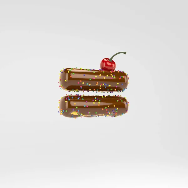 Gleich Symbol. Kuchenfontäne mit Schokolade, Streusel und Kirsche auf weißem Hintergrund. — Stockfoto