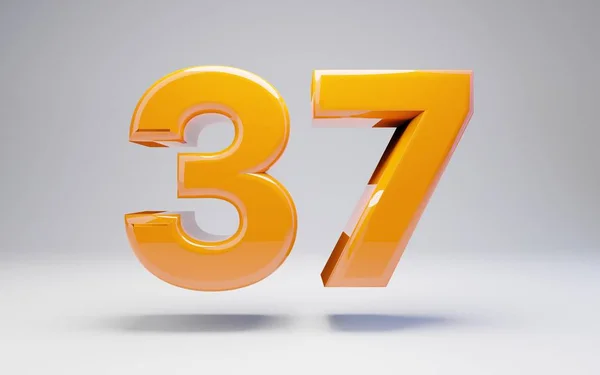 Número 37. Número brilhante laranja 3D isolado no fundo branco . — Fotografia de Stock