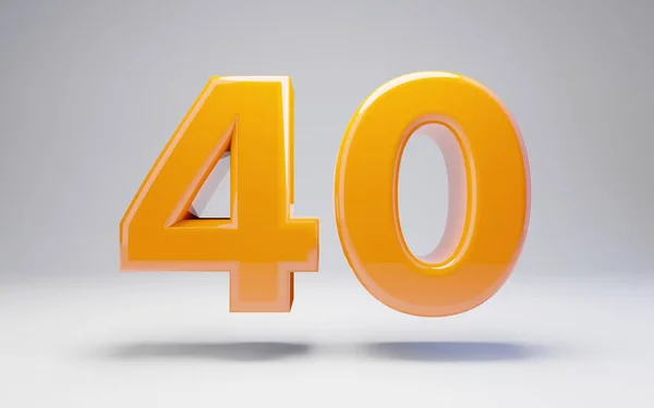 Nummer 40. 3D orange glansigt nummer isolerat på vit bakgrund. — Stockfoto