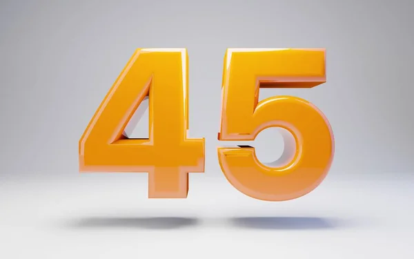 Número 45. Número brillante naranja 3D aislado sobre fondo blanco . —  Fotos de Stock