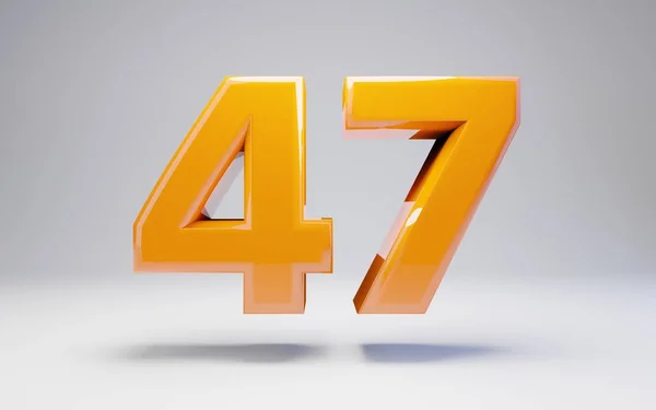 Szám 47. 3D narancssárga fényes szám izolált fehér háttér. — Stock Fotó