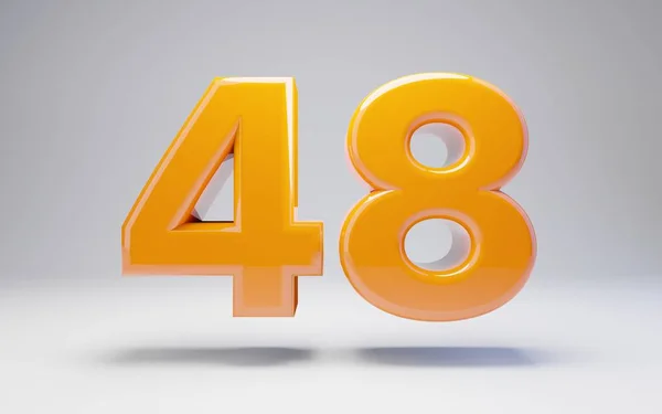 Numero 48. 3D arancione numero lucido isolato su sfondo bianco . — Foto Stock