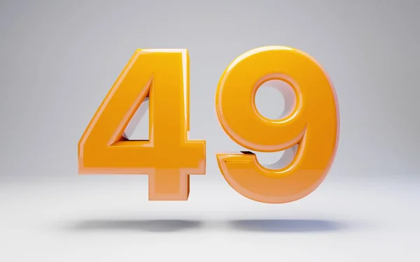 Número 49. Número brillante naranja 3D aislado sobre fondo blanco . —  Fotos de Stock