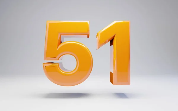 Número 51. Número brillante naranja 3D aislado sobre fondo blanco . — Foto de Stock