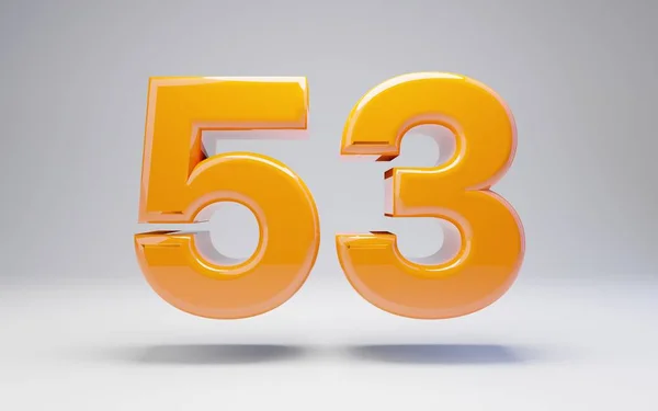 Nummer 53. 3d orange glänzende Zahl isoliert auf weißem Hintergrund. — Stockfoto