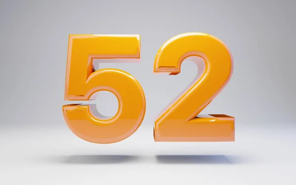 Numero 52. 3D arancione numero lucido isolato su sfondo bianco . — Foto Stock