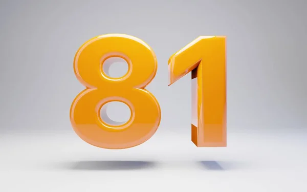 Número 81. Número brillante naranja 3D aislado sobre fondo blanco . — Foto de Stock