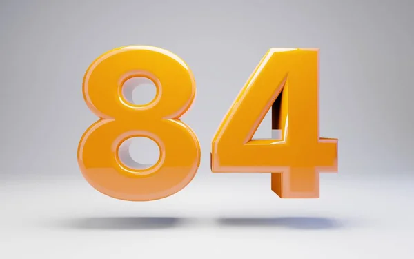 Número 84. Número brillante naranja 3D aislado sobre fondo blanco . —  Fotos de Stock