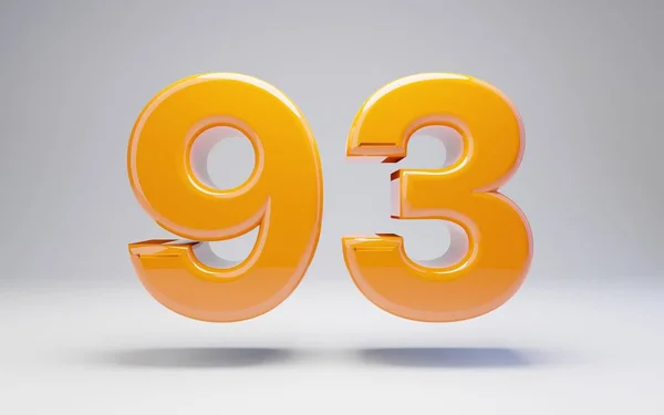 Número 93. Número brillante naranja 3D aislado sobre fondo blanco . — Foto de Stock