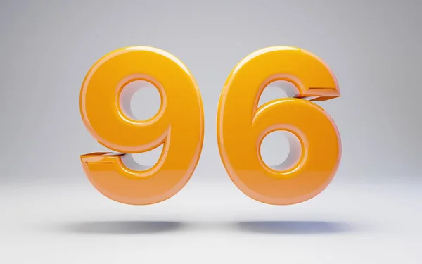 Número 96. Número brilhante laranja 3D isolado no fundo branco . — Fotografia de Stock