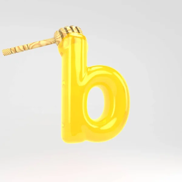 Letter B lowercase. Honey font with dipper isolated on white background. — Stock Photo, Image