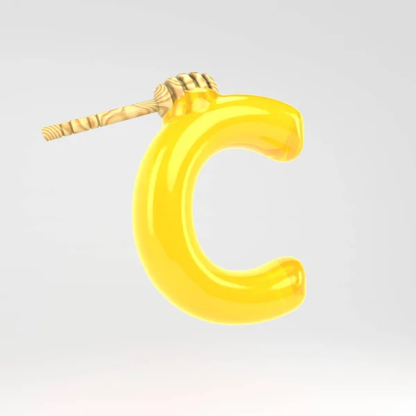 Letter C hoofdletters. Honing lettertype met Dipper geïsoleerd op witte achtergrond. — Stockfoto