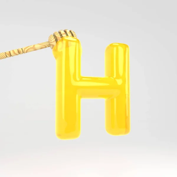 Lettera H maiuscola. Carattere miele con dipper isolato su sfondo bianco . — Foto Stock