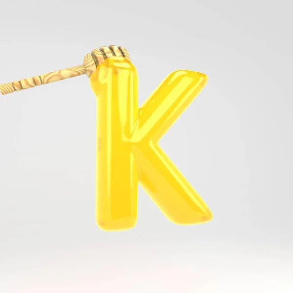 Bokstaven K stor bokstav. Honey Font med skopa isolerad på vit bakgrund. — Stockfoto