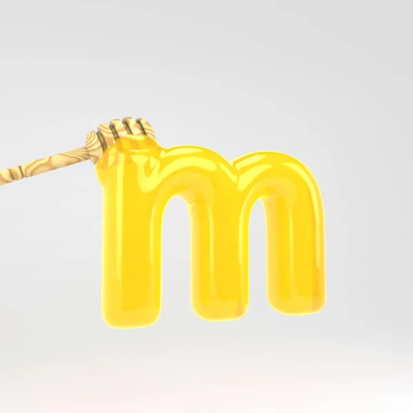 Letter M kleine letter. Honing lettertype met Dipper geïsoleerd op witte achtergrond. — Stockfoto