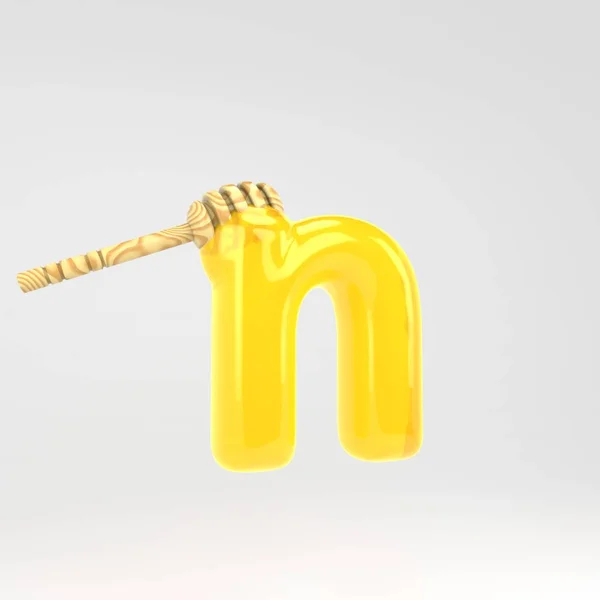Letter N kleine letters. Honing lettertype met Dipper geïsoleerd op witte achtergrond. — Stockfoto