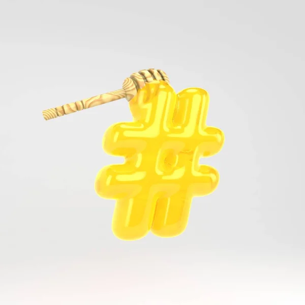 Simbolo dell'hashtag. Carattere miele con dipper isolato su sfondo bianco . — Foto Stock
