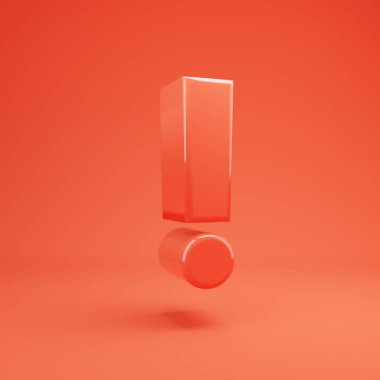 Ünlem işareti sembolü. Parlak yansımaları ve gölge ile Yaşayan Coral yazı tipi