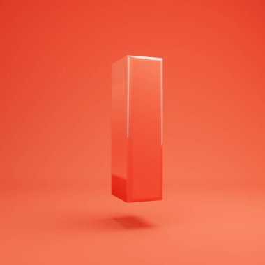 Mektup I büyük harf. Parlak yansımaları ve gölge ile Yaşayan Coral yazı tipi