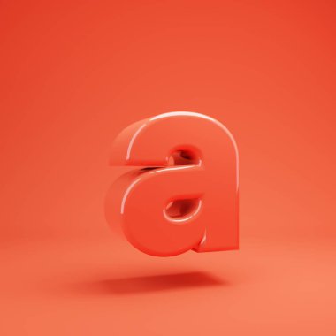 A harfi küçük harf. Parlak yansımaları ve gölge ile Yaşayan Coral yazı tipi