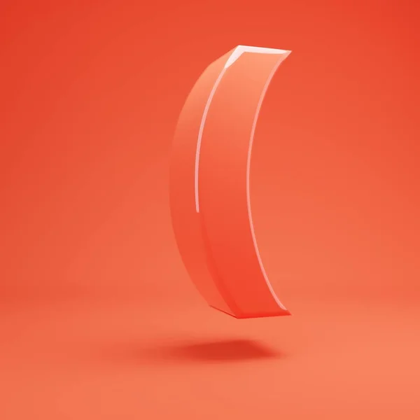 Round braket symbol. Living Coral font with glossy reflections and shadow