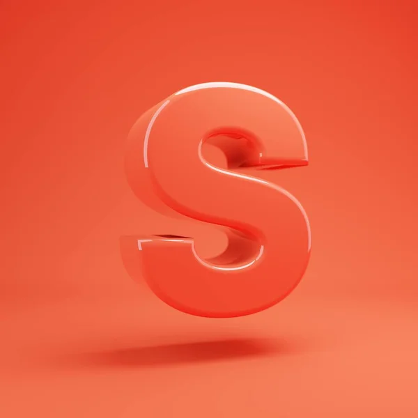 Letter S uppercase. Living Coral font with glossy reflections and shadow — Stock Photo, Image