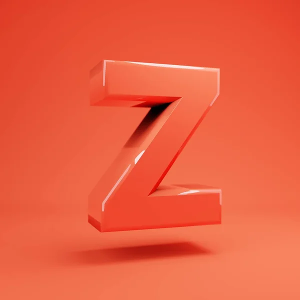 Letter Z hoofdletters. Levende koraal lettertype met glanzende reflecties en schaduw — Stockfoto