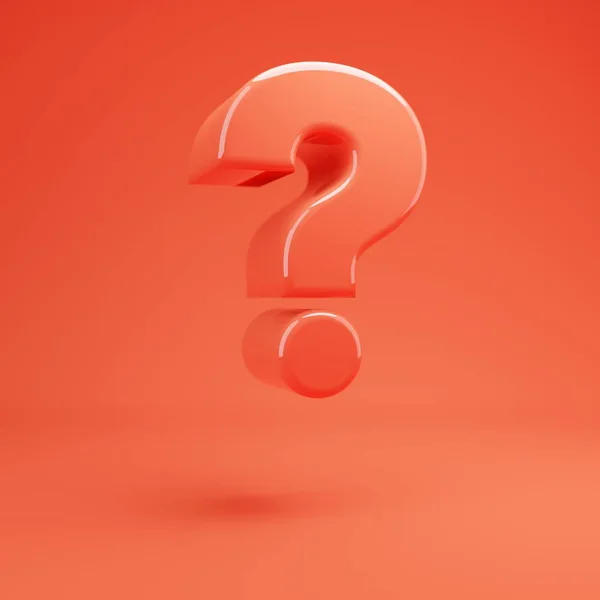 Question symbol. Living Coral font with glossy reflections and shadow