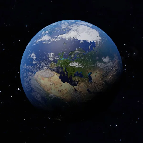 Planeta Pământ. Europa în centru cu lumini de oraș în zone întunecate — Fotografie, imagine de stoc