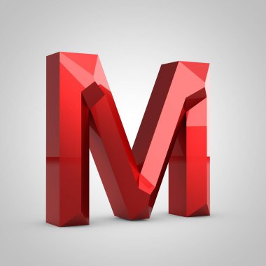 Kırmızı parlak oymalı harf M büyük harf