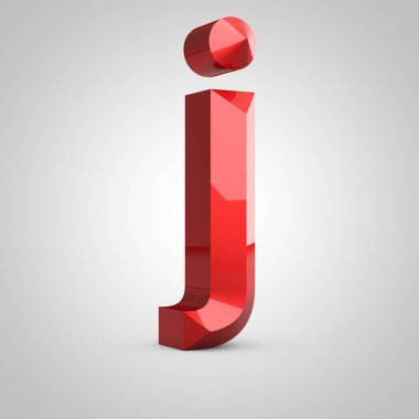 Kırmızı parlak oymalı harf J küçük harf