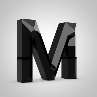 Siyah parlak oymalı harf M büyük harf