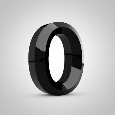 Black glossy chiseled number 0