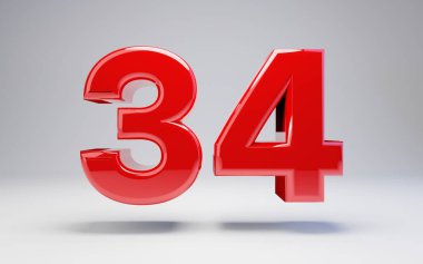 Beyaz arka plan üzerinde izole numarası 34