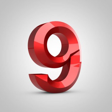 Kırmızı parlak oymalı 9 numara.