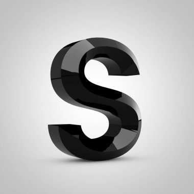 Siyah parlak yontulmuş harf S büyük harf