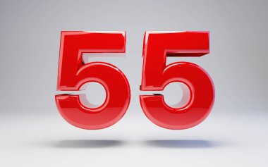 Beyaz arkaplanda 55 numara izole edildi