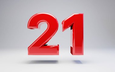 Beyaz arka plan üzerinde izole sayı 21