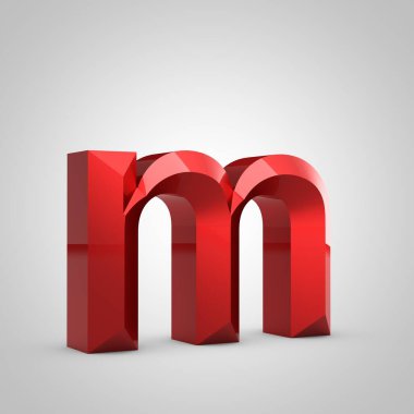 Kırmızı parlak oymalı M harfi küçük harf.