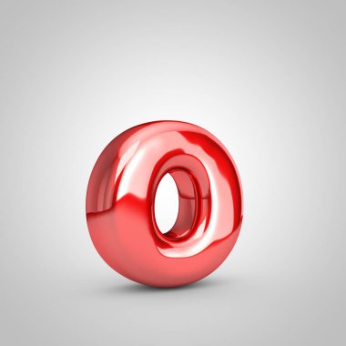 Küçük harfli kırmızı metal balon harfi beyaz arka planda izole edilmiş. 3d resimlendirme.