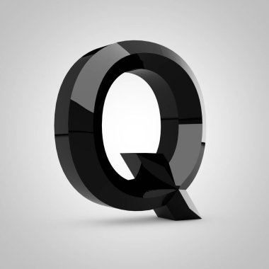 Siyah parlak oymalı harf Q büyük harf