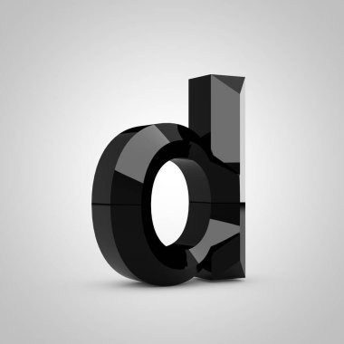 Siyah parlak yontulmuş harf D küçük harf