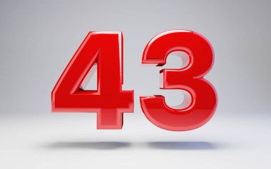 Beyaz arka planda 43 numara izole edildi