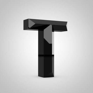 Siyah parlak yontulmuş harf T büyük harf