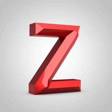 Kırmızı parlak oymalı harf Z büyük harf