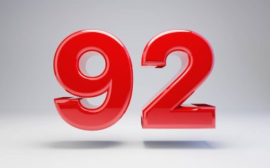 92 numara beyaz arkaplanda izole edildi