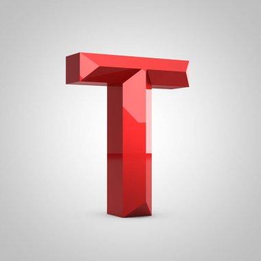 Kırmızı parlak yontulmuş harf T büyük harf