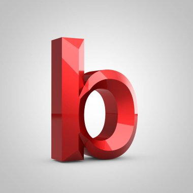 Kırmızı parlak yontulmuş harf B küçük harf