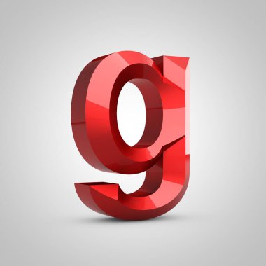 Kırmızı parlak yontulmuş G harfi küçük harf